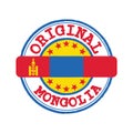 Vector Stamp for Original logo with text Mongolia and Tying in the middle with nation Flag