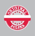 Vector Stamp for Original logo with text Polska and Tying in the middle with Poland Flag