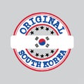 Vector Stamp of Original logo with text South Korea and Tying in the middle with nation Flag