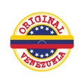 Vector Stamp of Original logo with text Venezuela and Tying in the middle with nation Flag