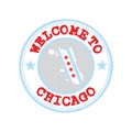 Vector Stamp of welcome to Chicago with city flag on map outline in the center Royalty Free Stock Photo