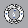 Vector Stamp of welcome to Israel with nation flag on map outline in the center Royalty Free Stock Photo