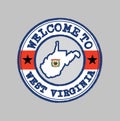 Vector stamp of welcome to West Virginia with map outline of the state in center Royalty Free Stock Photo