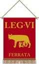 Vector standard of Legio VI Ferrata Fidelis Constans on white background