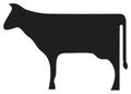 Vector standing cow animal silhouette drawing on isolated background