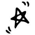 Vector star with dashed movements. A doodle-style star is an isolated black outline on a white background. a contour