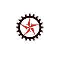 Vector star illustration composed surrounded by industry gearwheel. Empire of evil.