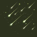 Vector star meteor falling in dark. Comet or asteroid science background. Galaxy astronomy background illustration