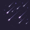 Vector star meteor falling in dark. Comet or asteroid science background. Galaxy astronomy background illustration Royalty Free Stock Photo