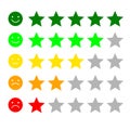 Vector star and smile icon with a variety of colors and expressions. Can be used as a rating icon in online shops,etc