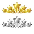 5 five star vector golden emblem. Award badge best service rating symbol. Winner success. Isolated illustration.