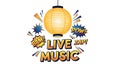 Live Music Pop Art Illustration with Japanese Lantern Royalty Free Stock Photo