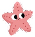 Vector starfish icon. Under the sea illustration with cute funny star fish. Ocean animal clipart. Cartoon underwater or marine Royalty Free Stock Photo