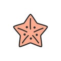 Vector starfish, sea creatures flat color line icon. Royalty Free Stock Photo