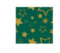 Vector starry seamless background. Golden shiny colorful stars on a green background