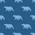 Vector stars and bears in the night sky seamless pattern. Royalty Free Stock Photo