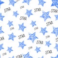 Vector Stars Geometric Seamless Pattern . Abstract wallpaper with grunge shapes. black stars on white background Royalty Free Stock Photo