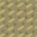 Vector stars and laurel background, holiday 23 february pattern and 9 may victory day. Eps-8 Royalty Free Stock Photo
