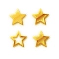 Vector stars set of realistic metallic golden stars isolated on white background. Glossy yellow 3D trophy star icon. Royalty Free Stock Photo