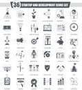 Vector Startup and development black icon set. Dark grey classic icon design for web.