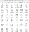Vector Startup and development ultra modern outline line icons for web and apps.