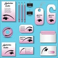 Vector abstract Stationery set for eyelash studio