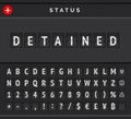 Vector Status board of flights that detained till end of pandemy. Airport flip scoreboard announcing warning due to