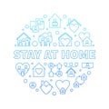 Vector Stay at Home concept round blue line illustration