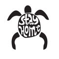 Vector Stay Home slogan with Turtle