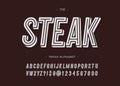 Vector steak font modern typography