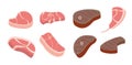 Steak icons set Royalty Free Stock Photo