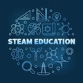 Vector STEAM Education concept blue linear round illustration