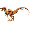 Vector steampunk raptor dinosaur lizard. Mechanical reptile on a white isolated background