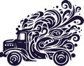 Vector stencil art drawing with an abstract representation of cargo transport Royalty Free Stock Photo