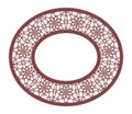 Vector Stencil lacy oval frame with carved openwork pattern. Template for interior design, layouts wedding invitations, greeting