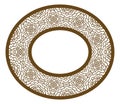 Vector Stencil lacy oval frame with carved openwork pattern. Template for interior design, layouts wedding invitations, greeting