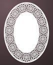 Vector Stencil lacy oval frame with carved openwork pattern. Template for interior design, layouts wedding invitations, greeting