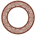 Vector Stencil lacy round frame with carved openwork pattern. Template for interior design, layouts wedding invitations, gritting Royalty Free Stock Photo