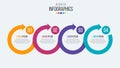 Vector 4 steps timeline infographic template with circular arrow