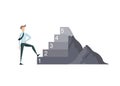 Vector Steps to the Goal Illustration, Success Concept, Businessman and Mountain Transformed Into Steps.