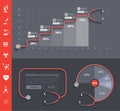 Vector stethoscope heart with dashboard template graphs design