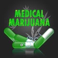 Vector sthestoscope on drug medical marijuana concept chalkboard background Royalty Free Stock Photo