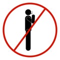 Vector stick figure man, black and white, prohibited, forbidden