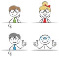 Stick figures business thumbs up set vector