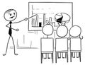 Vector Stick Man Cartoon of Boss or Teacher Presenting Graphs to