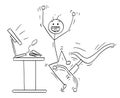 Vector Stick Man Cartoon of Happy Man Celebrating a Success