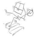 Vector Stick Man Cartoon of Man Falling from Stairs Staircase Royalty Free Stock Photo