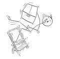 Vector Stick Man Cartoon of Man Falling from Stepladder ladder Royalty Free Stock Photo