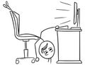 Vector Stick Man Cartoon of Man Lying on the Office Chair Tired