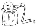 Vector Stick Man Cartoon of Men with Head placed on the Execution Block